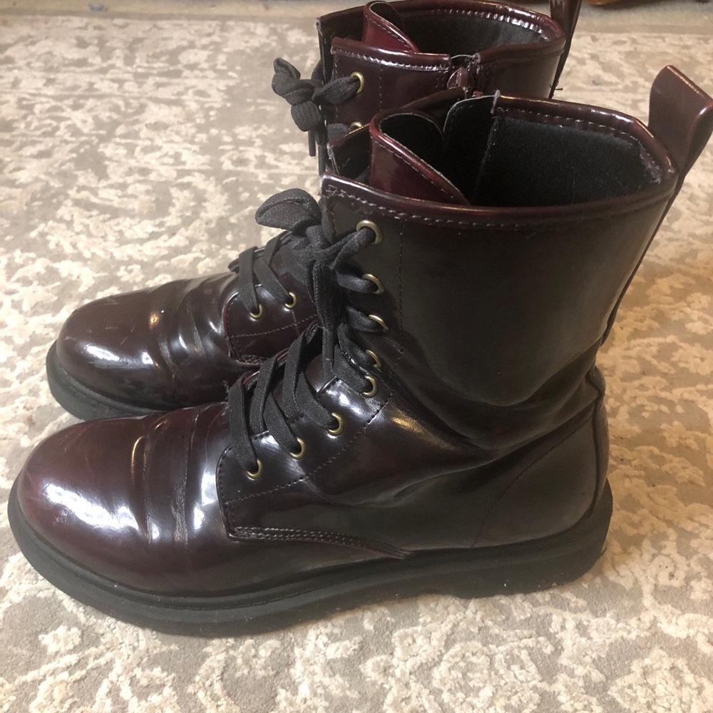 Mossimo burgundy red combat boots